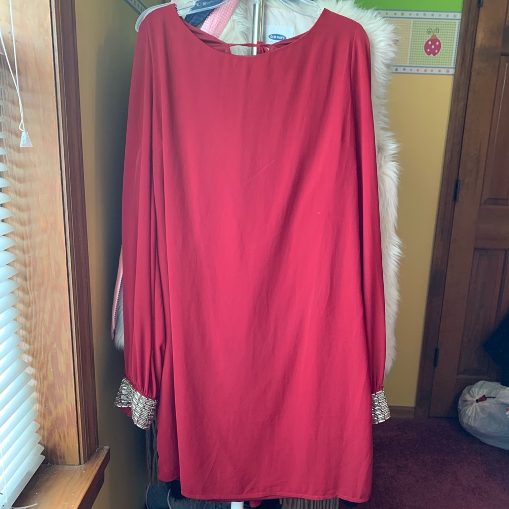 Wine Open Sleeve Dress